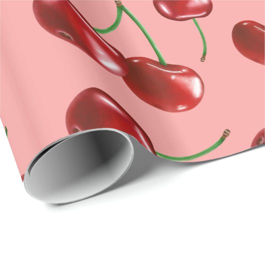 Sweet Red Cherry Pattern Cadeaupapier (Rol Hoek)