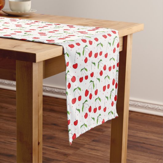 Sweet Red Cherry Pattern Korte Tafelloper (Voorbeeld)