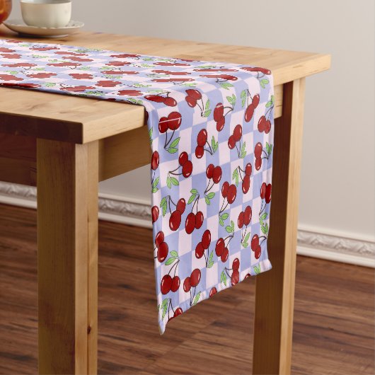 Sweet Red Cherry Pattern Korte Tafelloper (Voorbeeld)