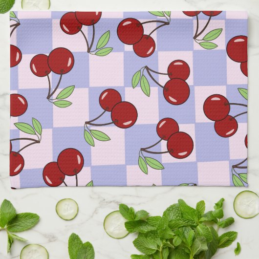 Sweet Red Cherry Pattern Theedoek (Gevouwen)