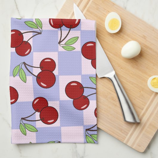 Sweet Red Cherry Pattern Theedoek (Quarter Fold)