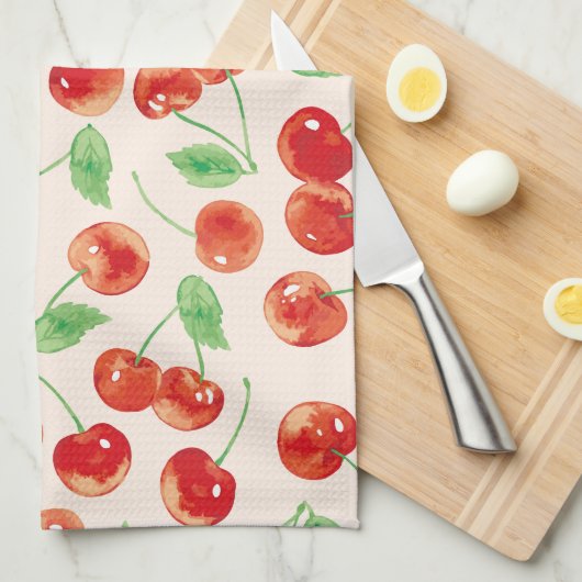 Sweet Red Cherry Pattern Theedoek (Quarter Fold)