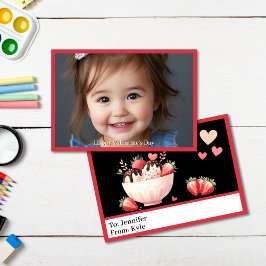 Sweet Red Dessert Foto Klaslokaal Valentijn's Day Kaart