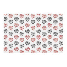 Sweet Red en Black Blazing Heart Outline Pattern