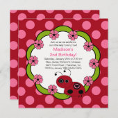 Sweet Red en Roze Ladybugs uitnodiging van afgelop (Voorkant / Achterkant)