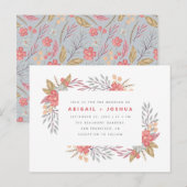 Sweet Red Flowers & Foliage Lijst Weddenschap Uitnodiging Briefkaart (Voorkant / Achterkant)