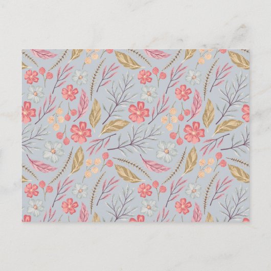 Sweet Red Flowers & Foliage Lijst Weddenschap Uitnodiging Briefkaart (Achterkant)