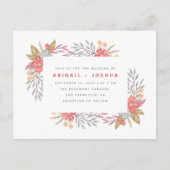 Sweet Red Flowers & Foliage Lijst Weddenschap Uitnodiging Briefkaart (Voorkant)