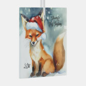 Sweet Red Fox in Sneeuw Eerste Kerstmis Glas Ornament (Voorkant Rechts)