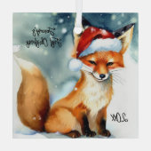 Sweet Red Fox in Sneeuw Eerste Kerstmis Glas Ornament (Achterkant)