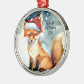 Sweet Red Fox in Sneeuw Eerste Kerstmis Metalen Ornament (Links)