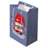 Sweet Red Gnome Blue Grey Gift Bag Medium Cadeauzakje (Voorkant Gekanteld)