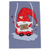 Sweet Red Gnome Blue Grey Gift Bag Medium Cadeauzakje (Voorkant)