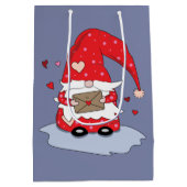 Sweet Red Gnome Blue Grey Gift Bag Medium Cadeauzakje (Achterkant)