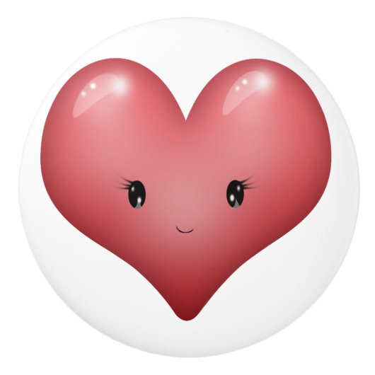 Sweet Red Heart Keramische Knop (Voorkant)