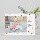 Sweet Red Hearts Happy Valentine's Day Foto Folie Uitnodiging (Staand Voorkant)