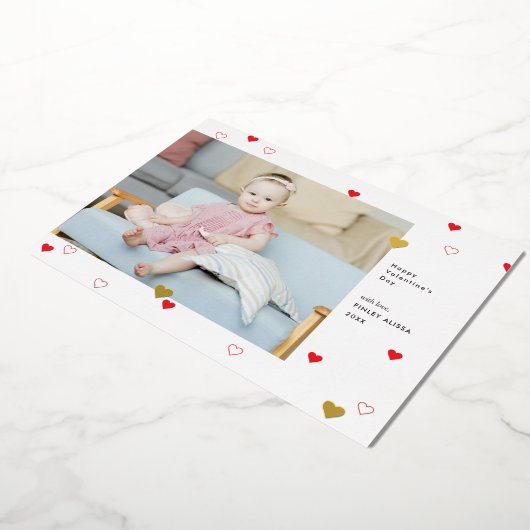 Sweet Red Hearts Happy Valentine's Day Foto Folie Uitnodiging (Gedraaid)