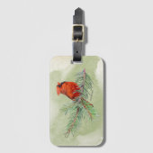Sweet Red Kardinaal Rustieke Waterverf Bagagelabel (Voorkant (verticaal))