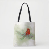 Sweet Red Kardinaal Rustieke Waterverf Tote Bag (Voorkant)
