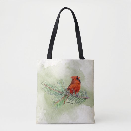 Sweet Red Kardinaal Rustieke Waterverf Tote Bag (Voorkant)