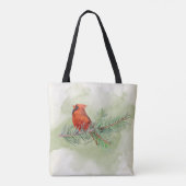 Sweet Red Kardinaal Rustieke Waterverf Tote Bag (Achterkant)