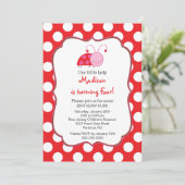 Sweet Red Ladybugs Birthday Invitation Kaart (Staand voorkant)