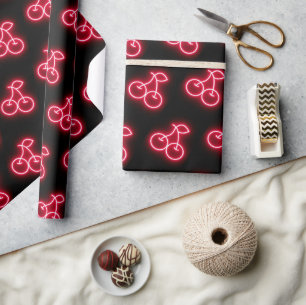 Sweet Red Neon Cherry Pattern Cadeaupapier