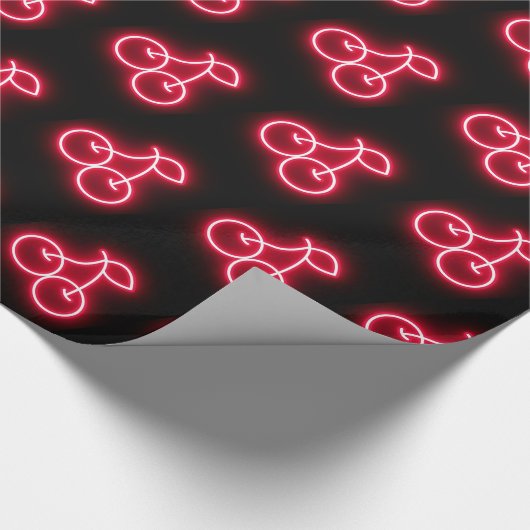 Sweet Red Neon Cherry Pattern Cadeaupapier (Hoek)
