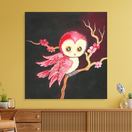 Sweet Red Owl Canvas Afdruk (Insitu (Woonkamer))