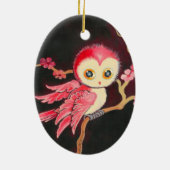 Sweet Red Owl Keramisch Ornament (Achterkant)