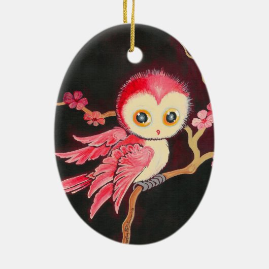 Sweet Red Owl Keramisch Ornament (Achterkant)