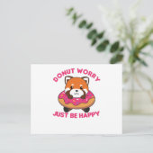 Sweet Red Panda Funny Animals in Donut Pink Briefkaart (Staand voorkant)