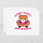 Sweet Red Panda Funny Animals in Donut Pink Briefkaart (Voorkant / Achterkant)