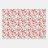 Sweet Red Pink Aardbeien Witte Bloemen Patroon Inpakpapier Vel (Voorkant 2)
