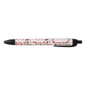 Sweet Red Pink Cherry Pattern | Monogram Zwarte Inkt Pen (Bodem)