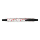 Sweet Red Pink Cherry Pattern | Monogram Zwarte Inkt Pen (Achterkant)
