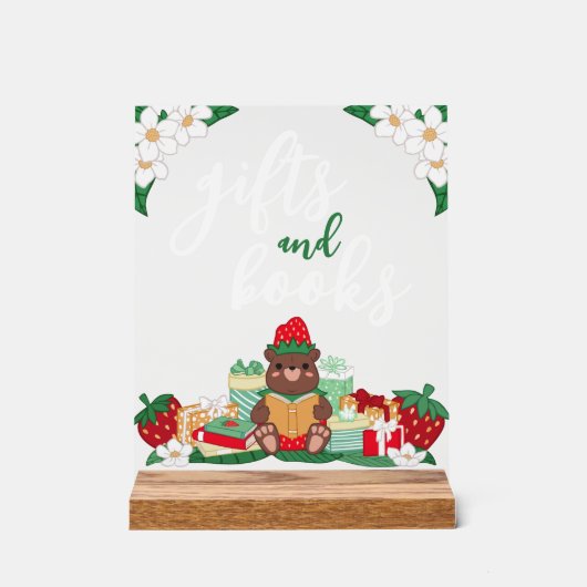 Sweet Red Strawberry Beer Gifts Boeken Baby shower Acryl Bord (Voorkant)