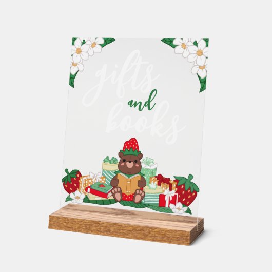 Sweet Red Strawberry Beer Gifts Boeken Baby shower Acryl Bord (Hoek)