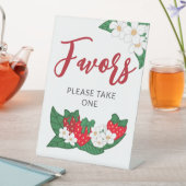 Sweet Red Strawberry Bows Favors Reclamebord Met Voetstuk (Insitu)
