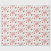 Sweet Red Strawberry Pink Bow Cute Birthday Cadeaupapier (Vlak)