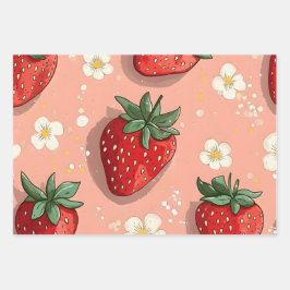 Sweet Red Strawbes Inpakpapier Vel