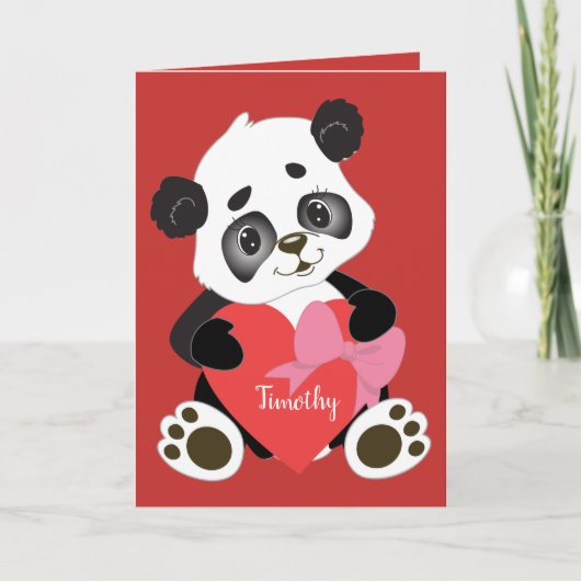 Sweet Red Valentijn's Day Kaart met Panda Design (Voorkant)