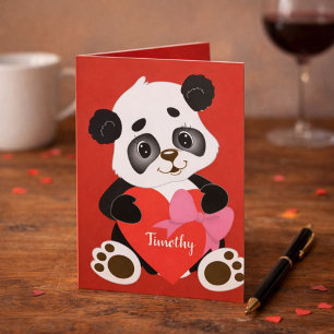 Sweet Red Valentijn's Day Kaart met Panda Design