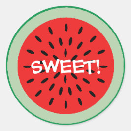 SWEET Red Watermelon Slice Docer Classroom Ronde Sticker