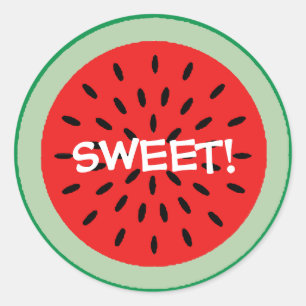 SWEET Red Watermelon Slice Docer Classroom Ronde Sticker