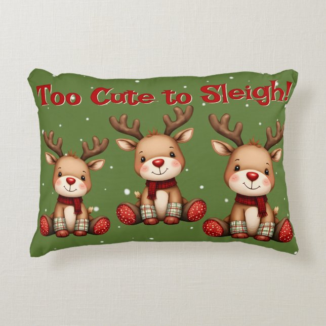Sweet Reindeer Pair in Holiday Snowfall Accent Kussen (Voorkant)