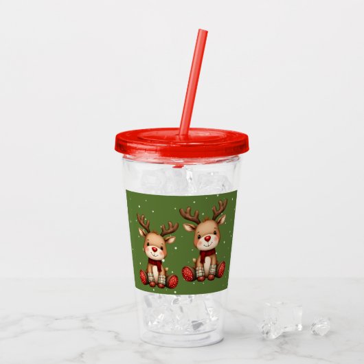 Sweet Reindeer Pair in Holiday Snowfall Acryl Drinkbeker (Achterkant ijs)