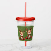 Sweet Reindeer Pair in Holiday Snowfall Acryl Drinkbeker (Voorkant)