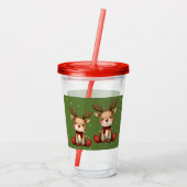 Sweet Reindeer Pair in Holiday Snowfall Acryl Drinkbeker (Achterkant)