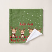Sweet Reindeer Pair in Holiday Snowfall Bad Handdoek (Wasdoekje)